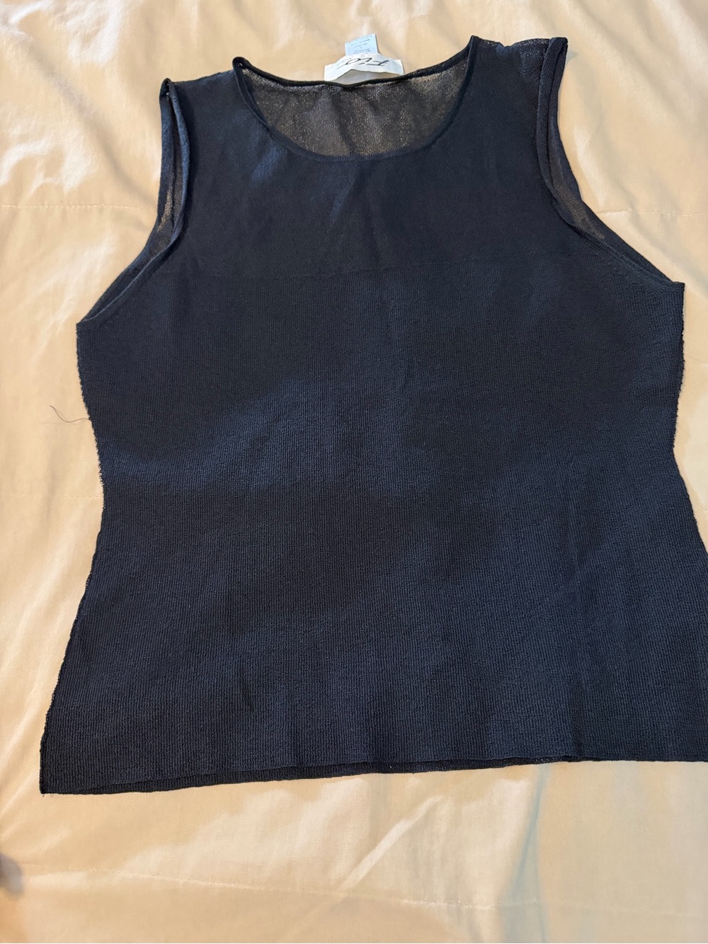 Sleeveless Black Knit Tank Top - Women's